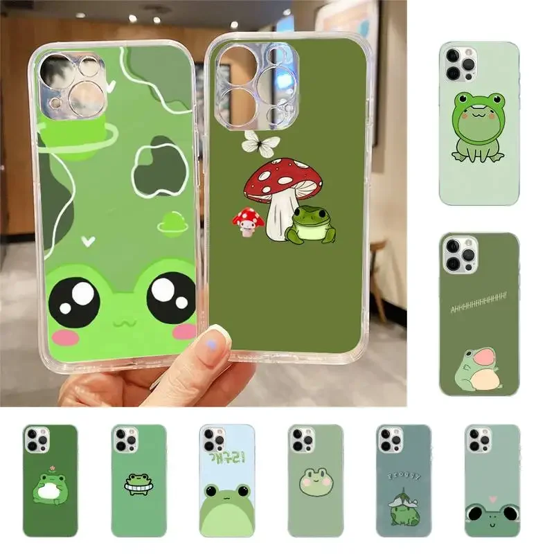 Green Funny The Frog Cute Phone Case Per Iphone 7 8 Plus X Xr Xs 11 12 13 15 Mini Mobile Iphone 14 Pro Max Case