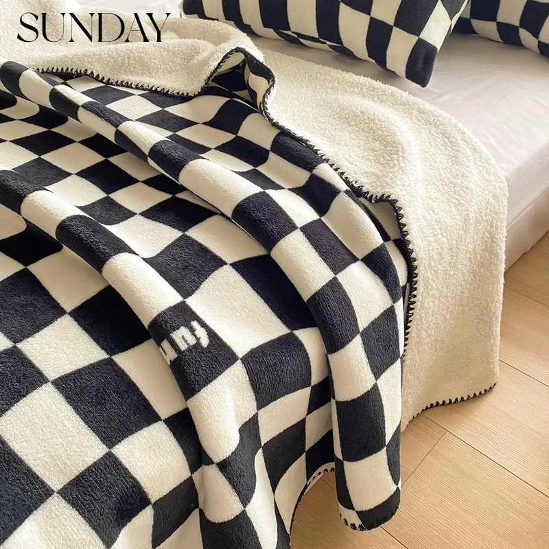 

Vintage Plaid Throw Blankets for Beds Soft Warm Double Sided Plush Checkerboard Bedspread Home Textiles Winter Sofa Nap Blanket