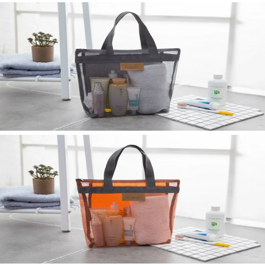 Cosmetic Storage Bag Mesh Beach Bag Mesh Bag Women Beach Bag Gym Bath Bag Makeup Mesh Toiletry Bags Men Wash Organizer Portable Pouch Case
