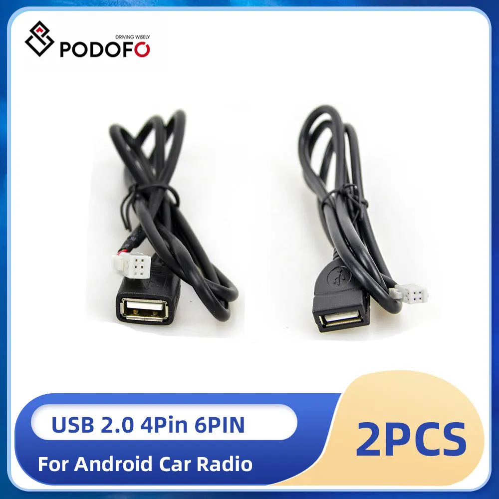 Podofo USB 2,0 4Pin 6PIN USB Adapter Android Auto Radio Daten Ladekabel  Adapter Für Ford