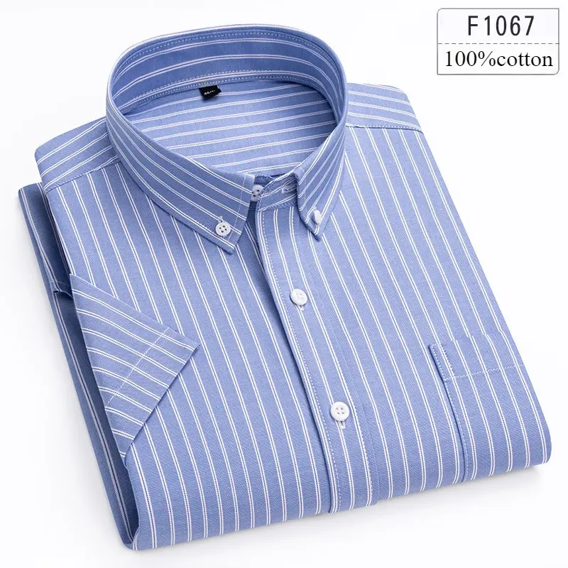 New in Shirt High Quality 100% Cotton Summer Short Sleeve Shirts for Men Slim Fit Casual Shirt Thin Plaid Tops Soft Office Cloth - Image 15