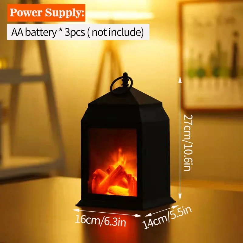 Veilleuse de simulation de fausse flamme de cheminée décorative, lanterne  de Noël, USB ou batterie, décorations du Nouvel An - AliExpress