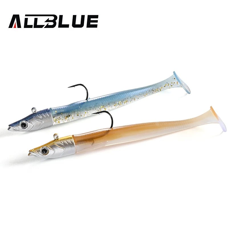 ALLBLUE Tidal Eely Shad 13cm 22g Weicher Aal-Angelköder Paddle Tail Jigkopf-Haken Vinyl-Vibrations-Kunstköder Salzwasser-Ausrüstung