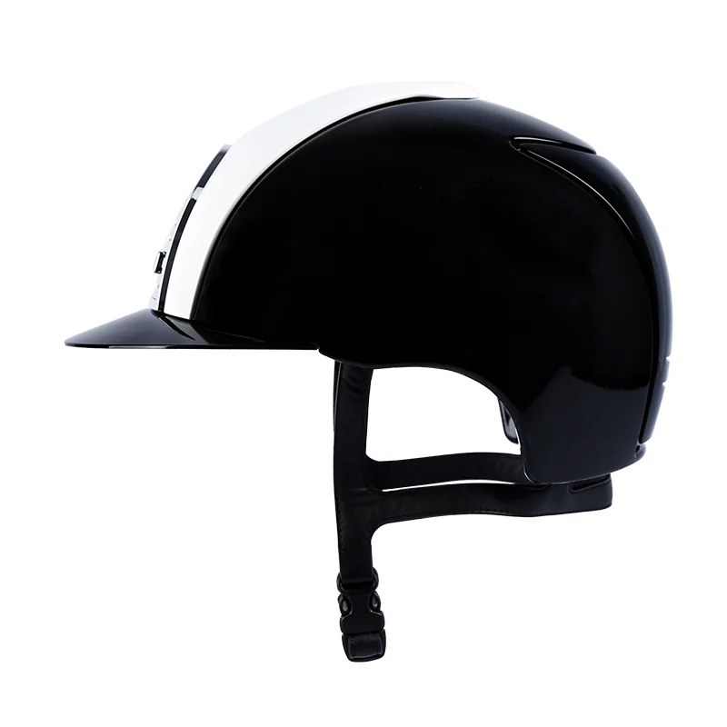 Shine shell black and white helmet riding equestrian equipments removable inner deep blue and white cromo2 head guard protection