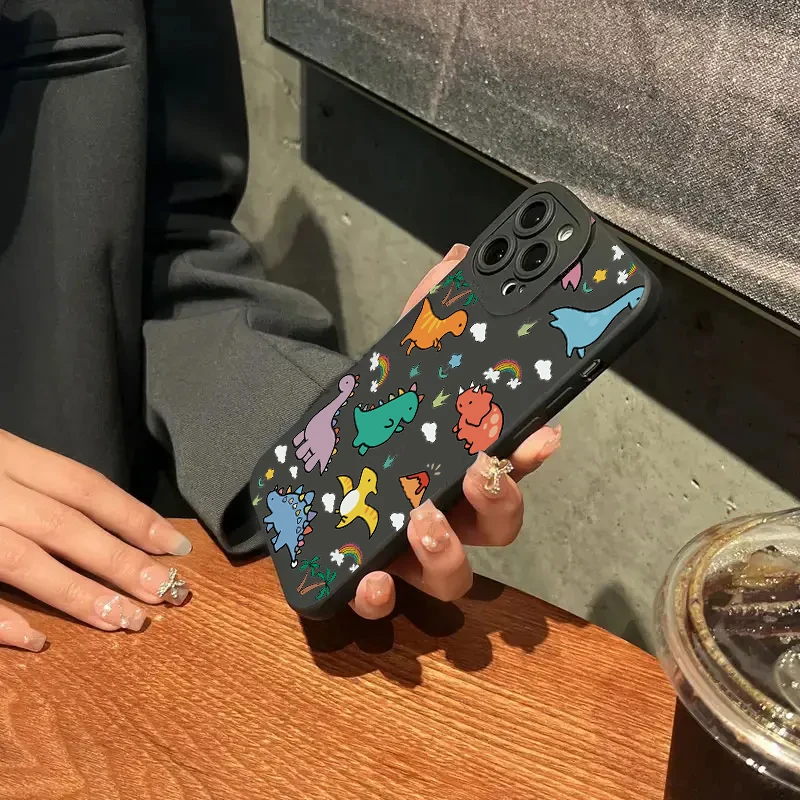 Vibrant Cartoon Dinosaur Floral Soft Phone Case
