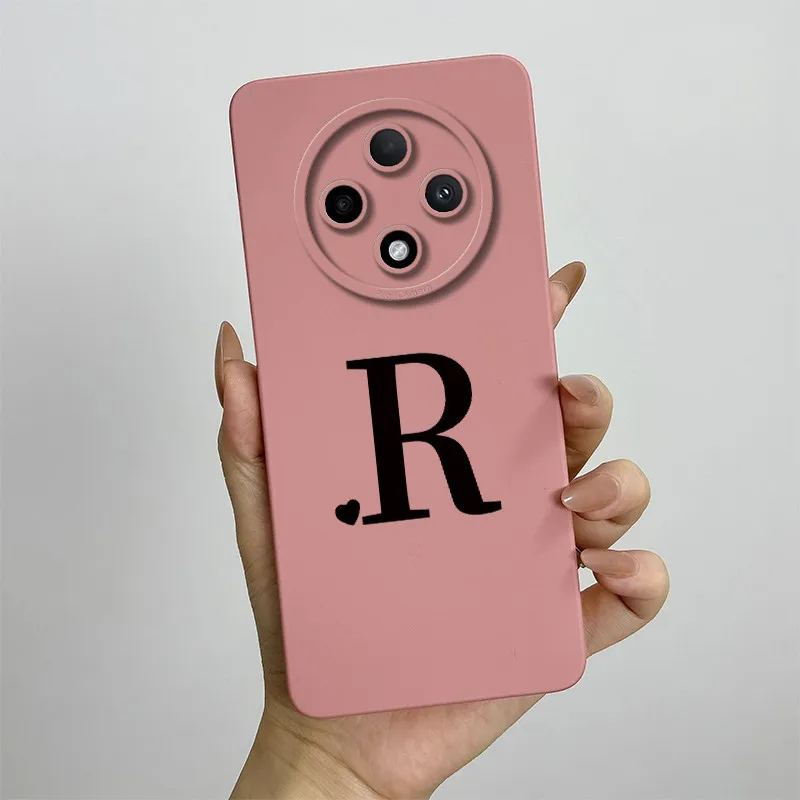 Cute Initial Letters Square Silicone Matte Shockproof Back Cover