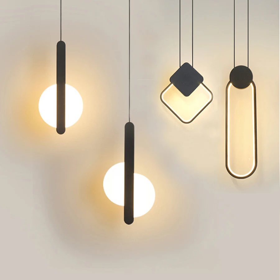 

Nordic Bedroom Bedside Pendant Lamp Modern Cafe Bar Restaurant Ceiling Hanging Lamp Suspension Background Ring Led Pendant Light