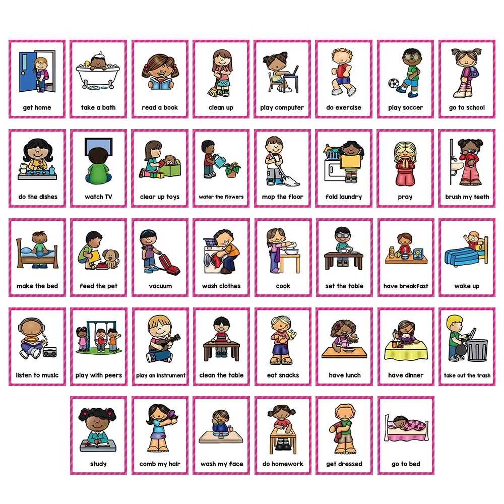 Kids Montessori English Words Learning Cards Educational Toys Scheduling Cognitive Games Gifts for Children Learning Toys 2