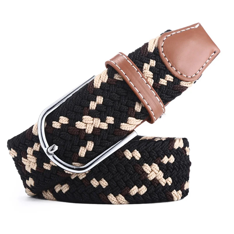 

11 Colors Men Women Casual Knitted Pin Buckle Belt Woven Canvas Elastic Expandable Braided Stretch Belts Plain Webbing Strap