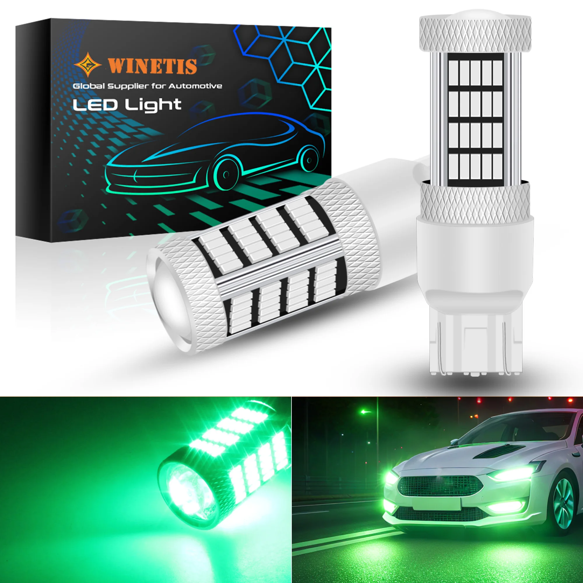 Winetis 2X Led Luci Di Segnalazione Di Marcia Diurna Lampadina 7443 7440 T20 7440A Bright 2000K Green 7441 7444 7444Na W21W Lampadine Led Drl