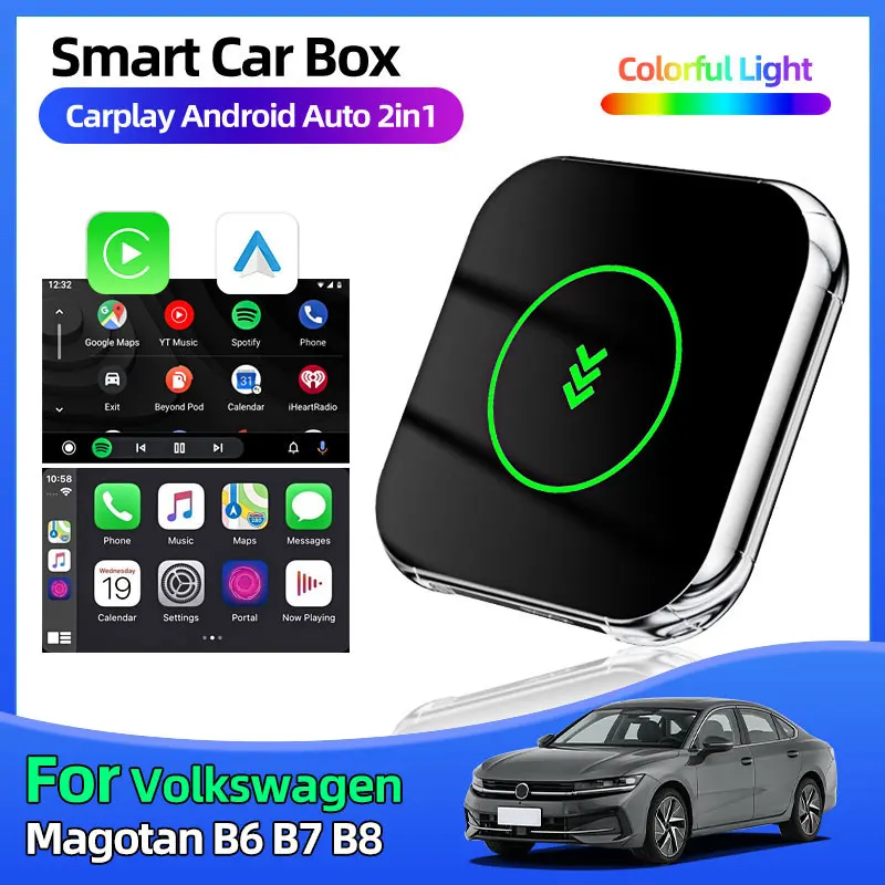 Wireless Adapter for Volkswagen Magotan B6 B7 B8 Original Wired CarPlay WiFi Bluetooth for Apple Iphone Android Phone