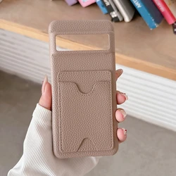 Fashion Leather Litchi Card Slot Phone Case with Colorful Matte Cover - Pixel 7A (Coffee)