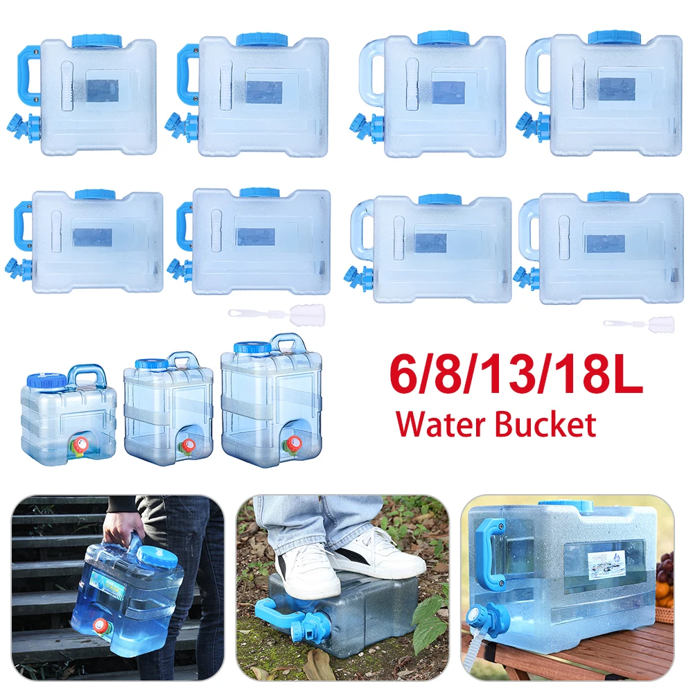 6/7.5/8/10/13/15/18L Outdoor Water Bucket Large Capacity Water Container Jug No Leakage Water Tank for Camping Cooking Hiking