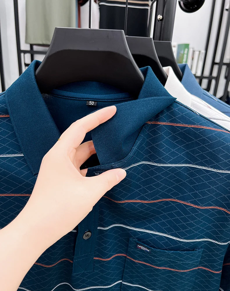 Luxury brand plaid jacquard short sleeve polo shirt fashion letter embroidery pocket classic stripes trend men's new T-shirt top 20 S9f4c65d8b40345b88f77b548dc17dacev