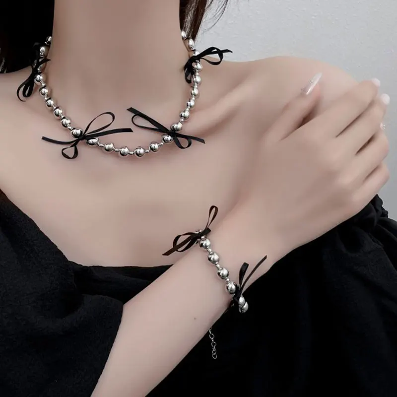 White Imitation Pearl Bow Women's Necklace Fashionable Luxury Wedding Clavicle Chain Necklace For Women Jewelry Accessories 2023