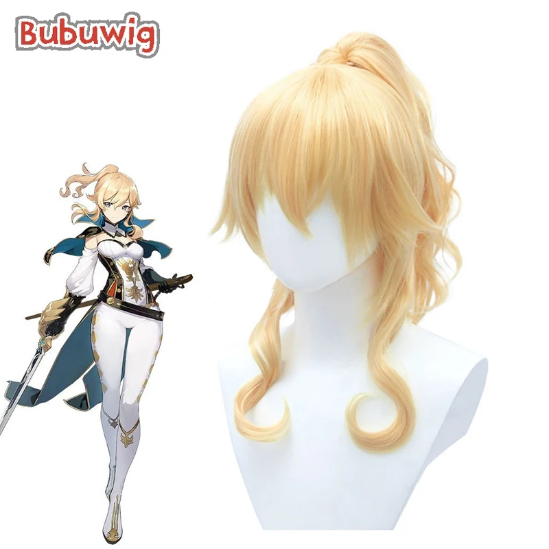 Bubuwig Synthetic Hair Genshin Impact Jean Cosplay Wig Women 50cm Long Curly Blonde Wave Party Wigs Heat Resistant bubuwig synthetic hair genshin impact fischl cosplay wigs women 100cm long straight blonde party heat resistant free ribbon