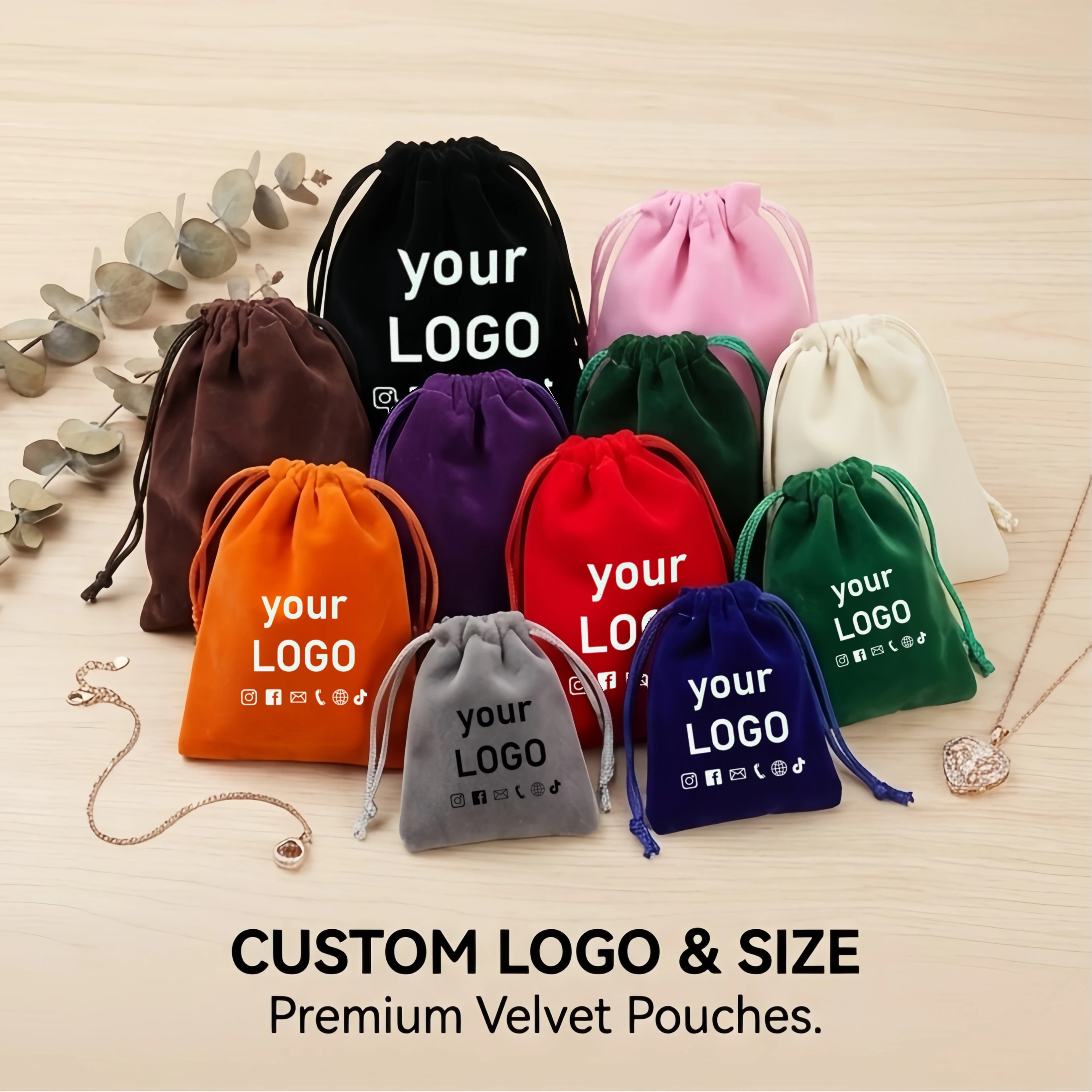 Customizable Color Velvet Drawstring Bag Multi-size Packing Sachet for Jewelry Candy Storage Display Festival Gift Packing Pouch 1