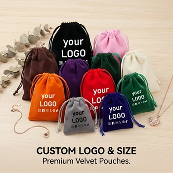 Customizable Color Velvet Drawstring Bag Multi-size Packing Sachet for Jewelry Candy Storage Display Festival Gift Packing Pouch 1
