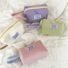 

Korean Corduroy Travel Cosmetic Bag Wrist Toiletry Bags Women Portable Makeup Organizer Bags Beauty Pouch Student Pencil Case
