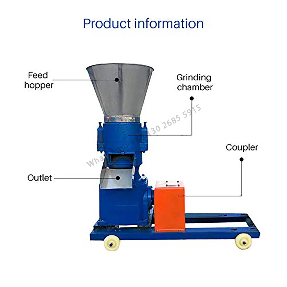 100-150kg/h Pellet Machine Pelletizer Animal Feed Food Pellet Making Machine Farming Burning Particles Granulator with a Motor