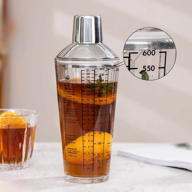 400/600ML Glass Cocktail Shaker Transparent Cup Mixing Shaker Hand Leakproof Party Bar Home Wine Glass Champagne Bartender Tools cocktail shaker