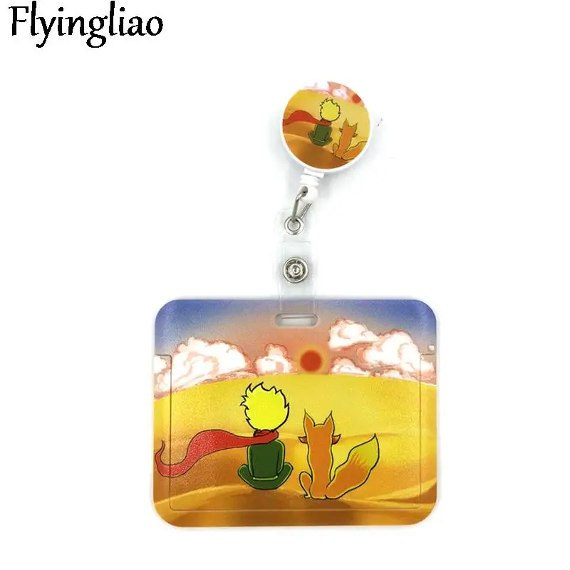 Little Prince Yellow Cute Credit Card Cover Lanyard Bags Retractable Badge Reel Student  Name Clips Card ID Card Holder Chest cartoon cats cute credit card cover lanyard bags retractable badge reel student nurse exhibition clips card id card holder chest