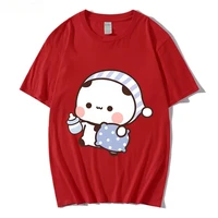 Couple Tshirt Cute BuBu Panda Going To Sleep with DuDu Bear Graphic Tshirt Women Clothes Sleeve Tops Women's Clothing - Image 6