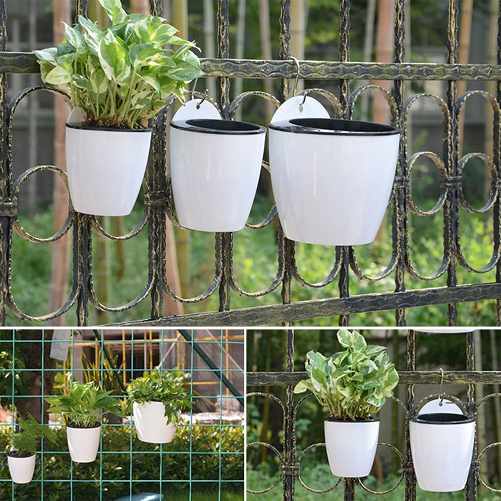 

Wall Mounted Plastic Potted Plant Flowerpot Creative Automatic Water-Absorbing Wall Hanging Small Flower Pot Wall Decoration