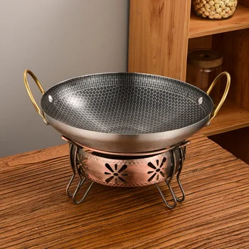 1pc thick non stick pot, dry pot, commercial double ear bar tripod, honeycomb pot, coated dry pot, small hot pot, to be shipped