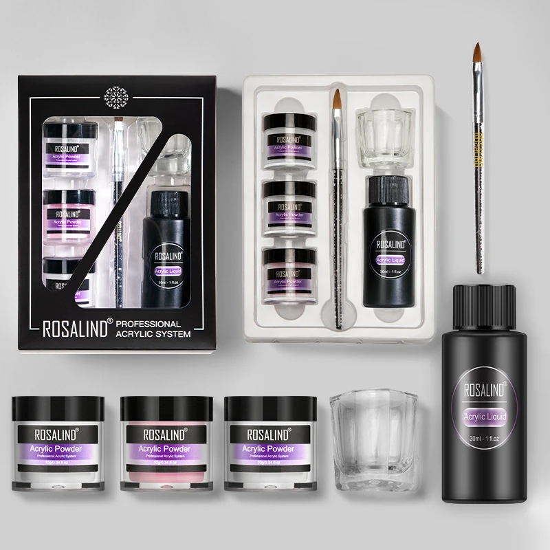 ROSALIND Acrylic Powder Liquid Set Nail Art Design Crystal Carved Flower Manicure Professional Kit nail acrylic liquid nail powder acrylic nail powder nail kit manicure tools nail tools