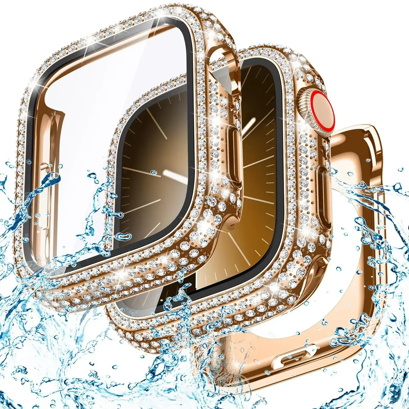 Elegant Diamond Bling Apple Watch Bumper with Screen Protector