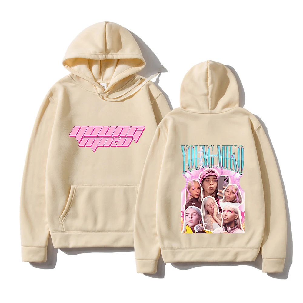 Young miko Hoodies Women Long Sleeve Hooded Sweatshirts Cartoon Letter Print Fleece Pullovers with Pocket Clothing Streetwear