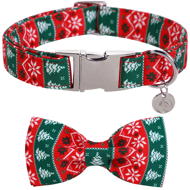 unique-style-paws-personlized-christmas-dog-collar-with-bow-green-red