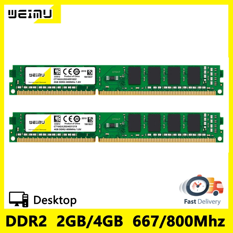 DDR2 2GB Desktop Memory Ram 667 800Mhz PC2 5300 6400 240Pin 1.8V