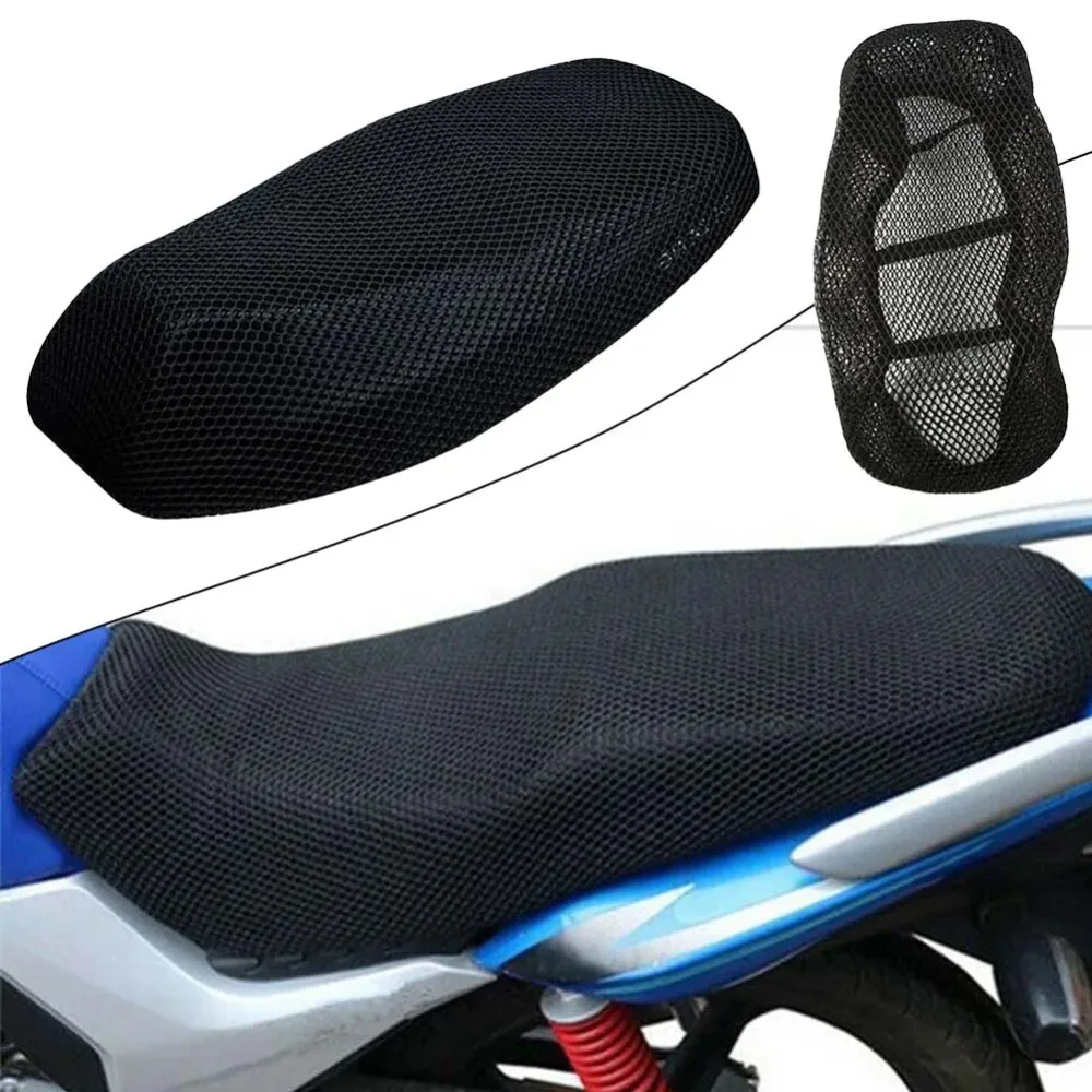 Breathable 3D Mesh Anti-Slip Motorcycle Seat Cushion - Black