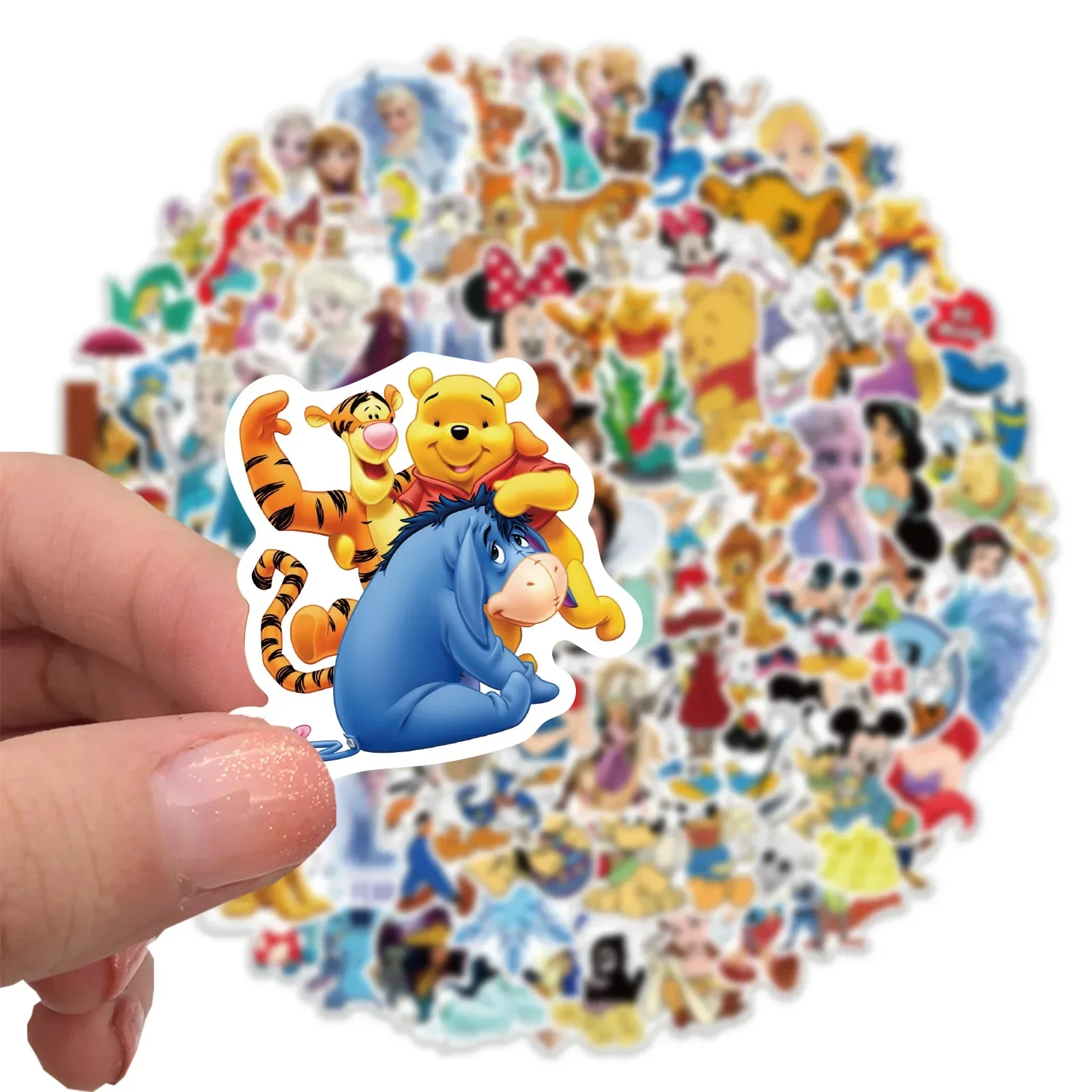 Cartoon Stickers 50/100Pcs Cute Disney Character Mickey Mouse Princess Cartoon Stickers Aesthetic Laptop Car Mix Anime Sticker Kid Toy