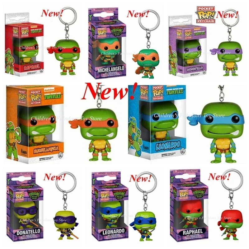thumbnail image 2 of Nuevos llaveros Funko Pop de 8 estilos de las Tortugas Ninja, Miguel Ángel, Leonardo, Donatello, Rafael, figuras de acción, juguetes, accesorios, llavero de regalo, 2 of 5