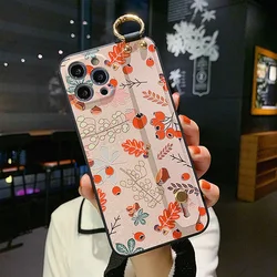 Cute Lovely Fruit Orange Soft TPU Wrist Strap Phone Case Cover - iPhone 14 Pro Max (612)