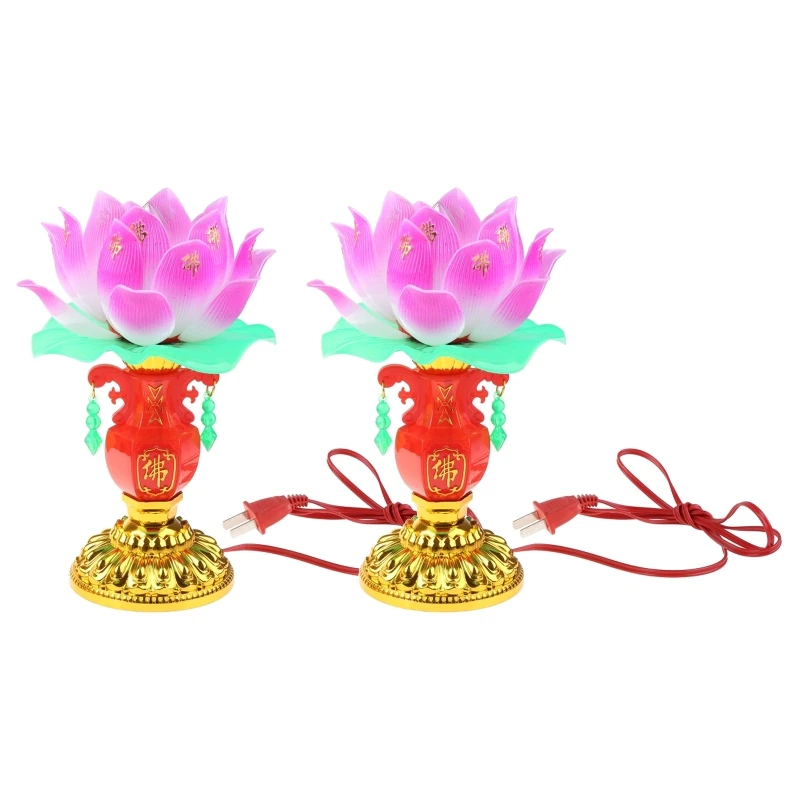 

2 Pieces LED Lotus Buddhist Lamp Buddhism Faith Suppy Buddhism Prayer Lights