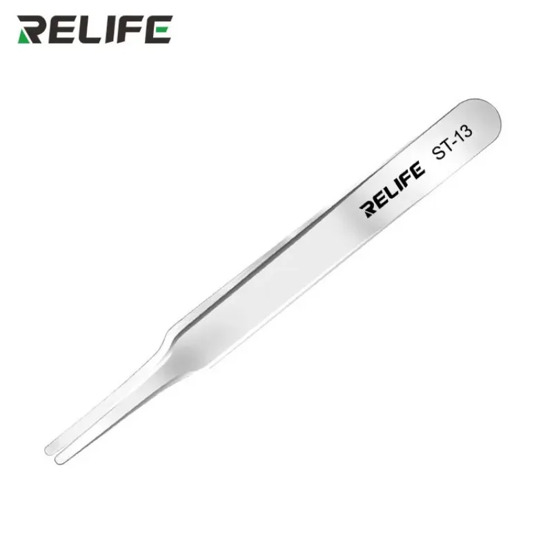 RELIFE ST-13 High Precision Tweezers for Mobile Phone Repair Flat Round Electric Components Tight Clamping Maintenance Clips