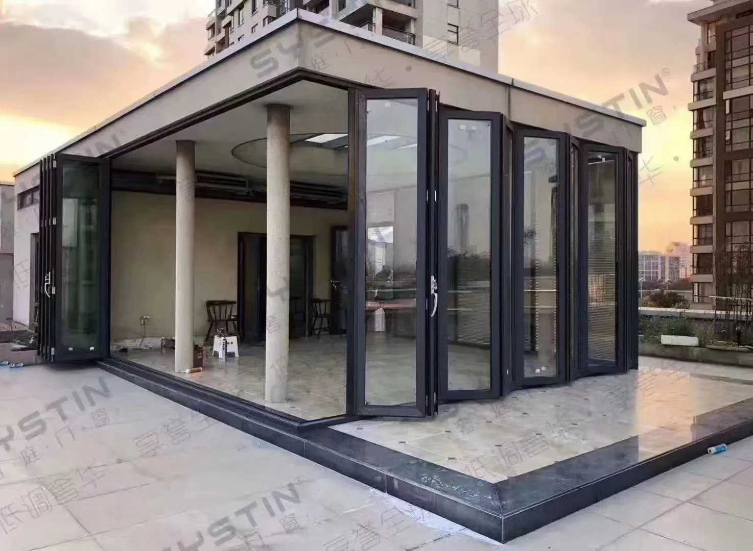 CFR customize 10*8 exterior sliding patio bi folding door balcony doors aluminum bi-fold accordion door aluminum bifold