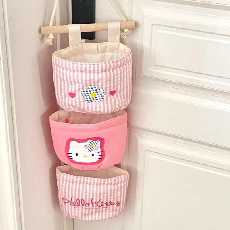 

Sanrio Hello Kitty Hanging Storage Bags Large Capacity Cute Kawaii Anime Bedroom Wall Door Sundries Underwear Cosmetics Storage
