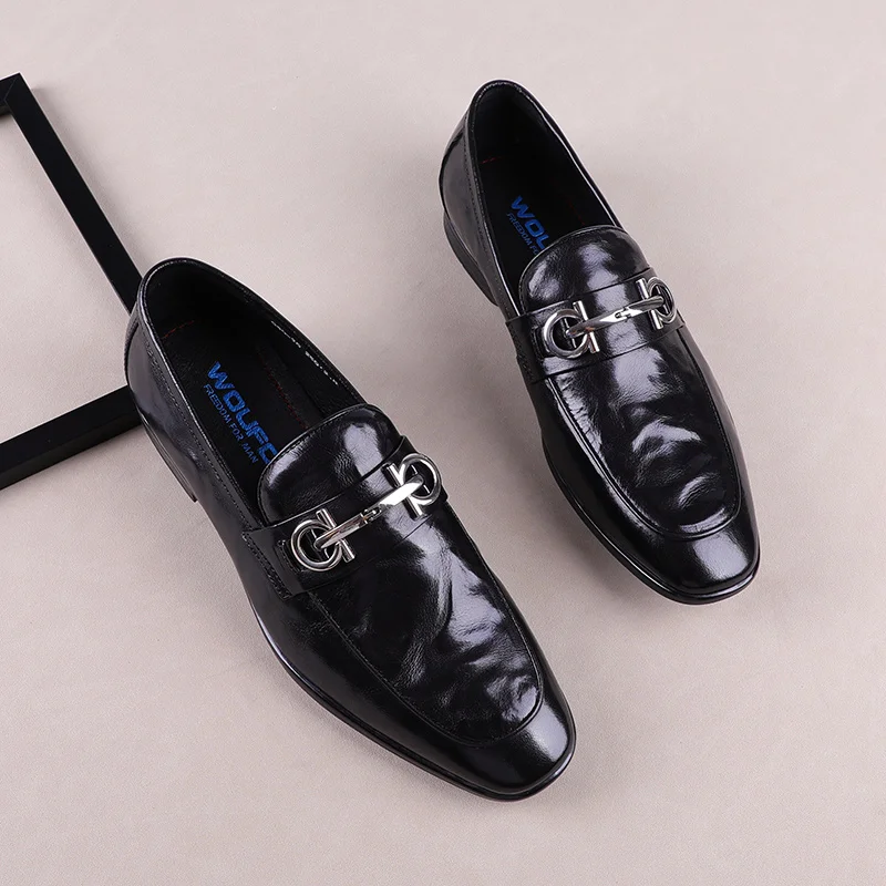 New Men's shoes, cover foot, style, leather single shoes, buckle, Bullock, handmade shoes man
