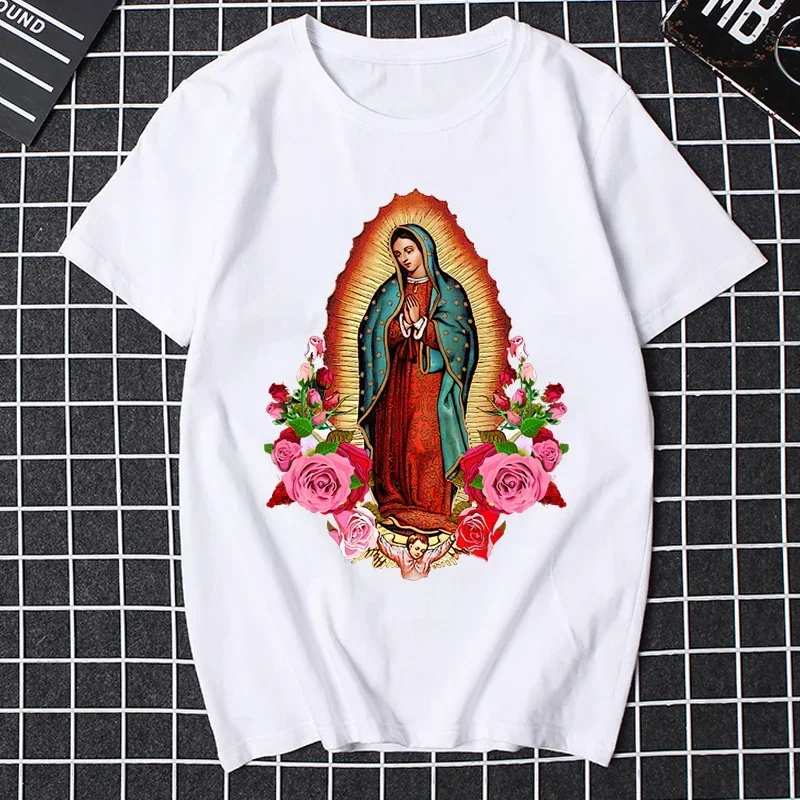 Religious Women Tshirt Male Virgin Mary T Shirt Causal Our Lady of