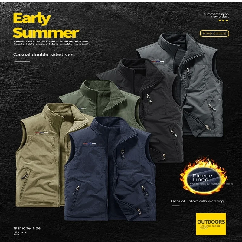 MAN VEST Tactical Men's Sleeveless Winter Fishing Clothing Military Work Autumn Free Shipping Hunting Best Multi-pocket Jacket