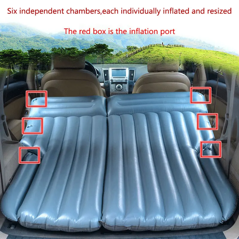 Car Inflatable Bed For Tesla Model 3/Y SUV Travel Air Mattress Outdoor Camping Cushion Folding Portable Flocking Pad