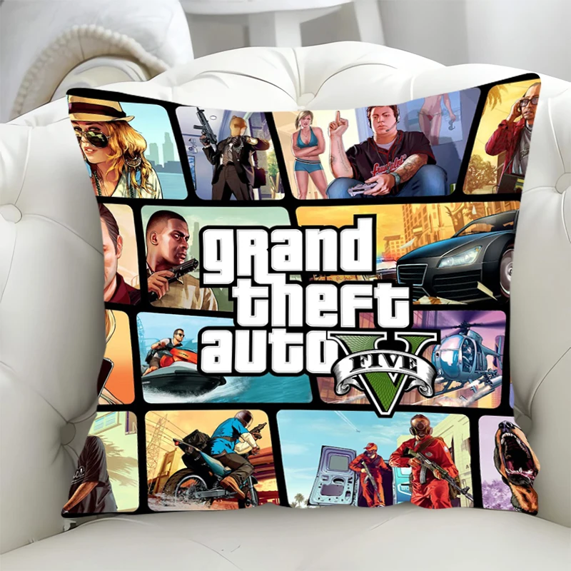 

GTA 5 Decorative Pillows for Sofa Cushion Cover 45x45 Pillowcase 45*45 Short Plush Fall Decoration Lounge Chairs Duplex Printing