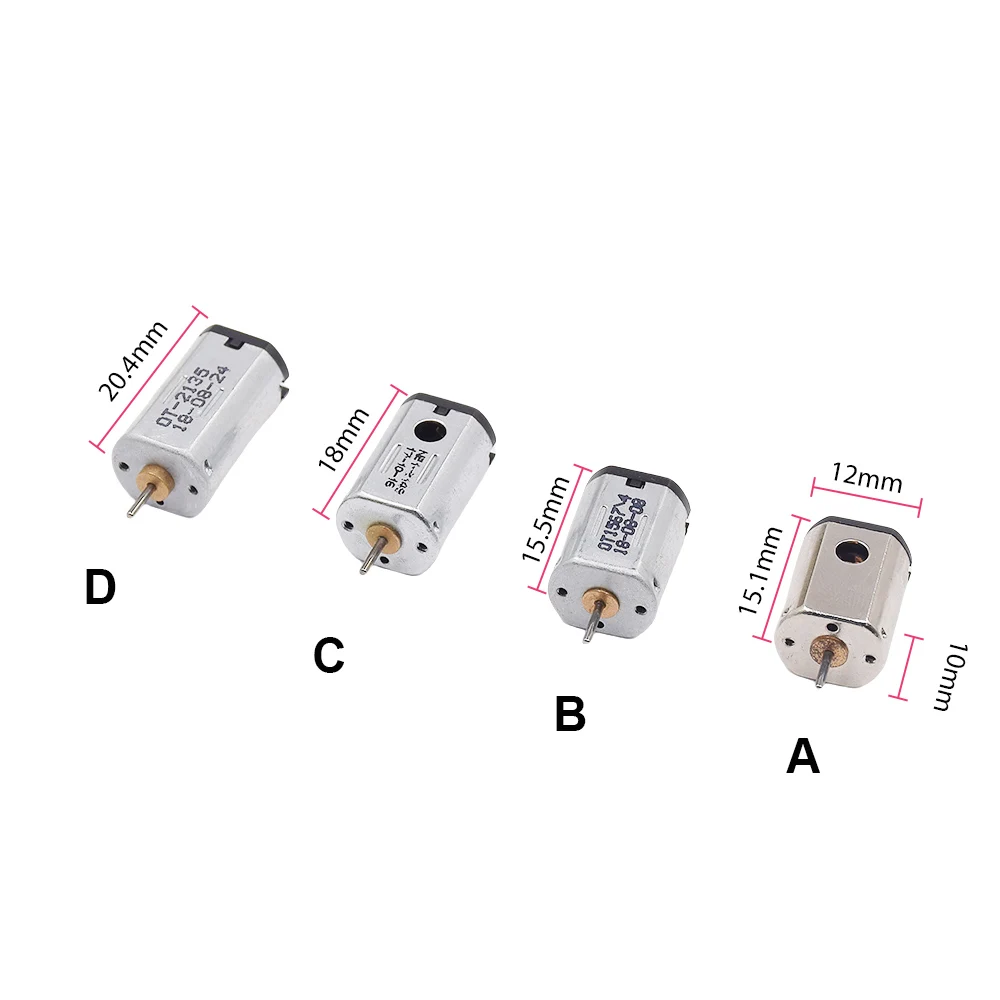 Lot de 4 micro moteurs électriques N20/N30 1.5-7.4V pour robots, posés sur une surface plane.