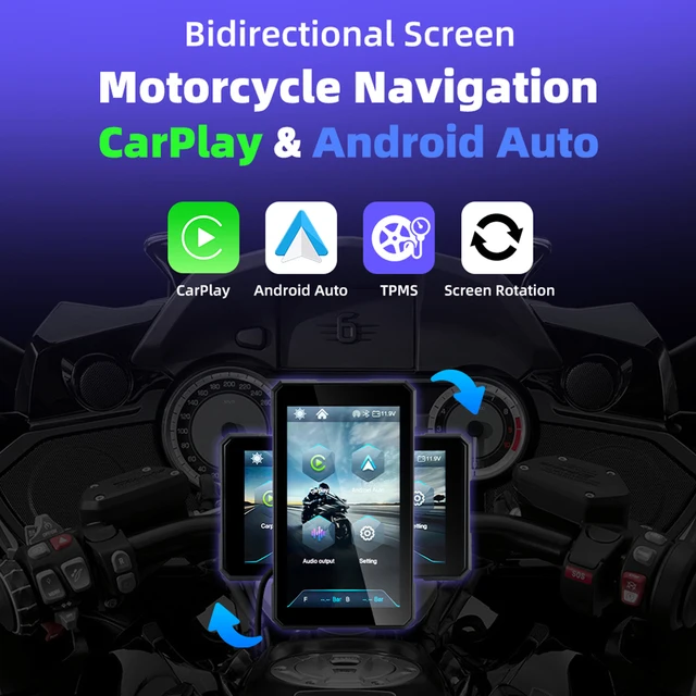 EKIY Wireless CarPlay Moto Android Auto 5.0 inch Portable Digital Dashboard Motorcycle Navigation GPS Removable Display Screen