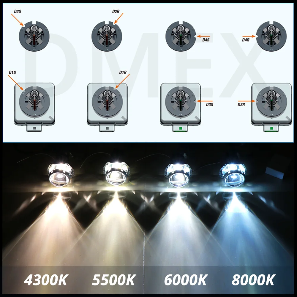 DMEX Upgraded OEM 12V 85V D2S Xenon HID Headlight Bulbs 4300K 5500K 6000K 8000K 66240 85122 Headlamp P32d-2 Replacement led headlights for cars